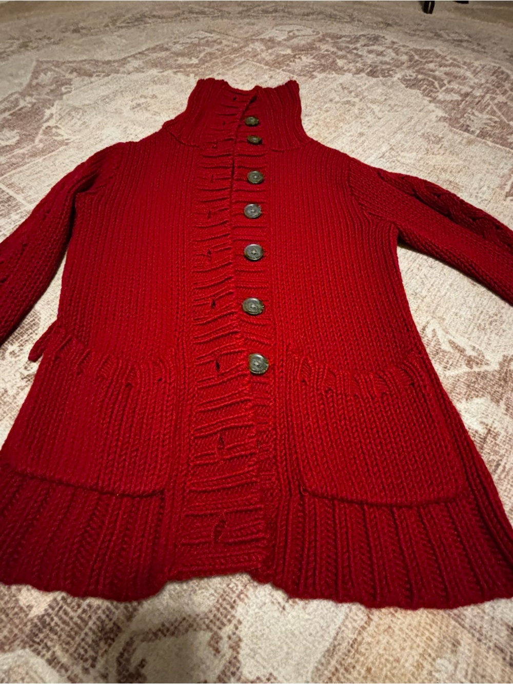 GAP Red Button-Up Ribbed Knit Women's Sweater Cardigan